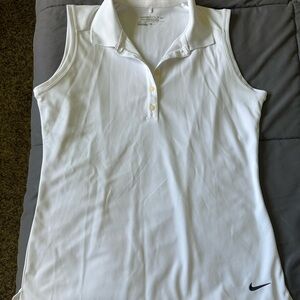 Nike White Fitted Buttoned Polo Tank Top